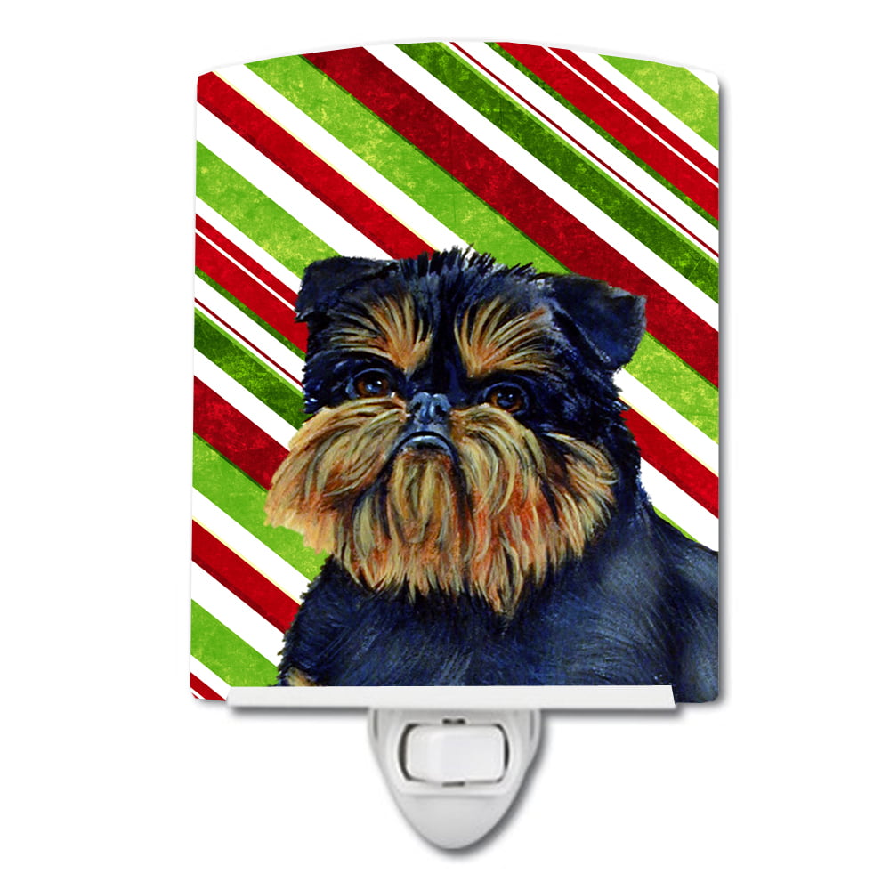 Brussels Griffon Candy Cane Holiday Christmas Ceramic Night Light