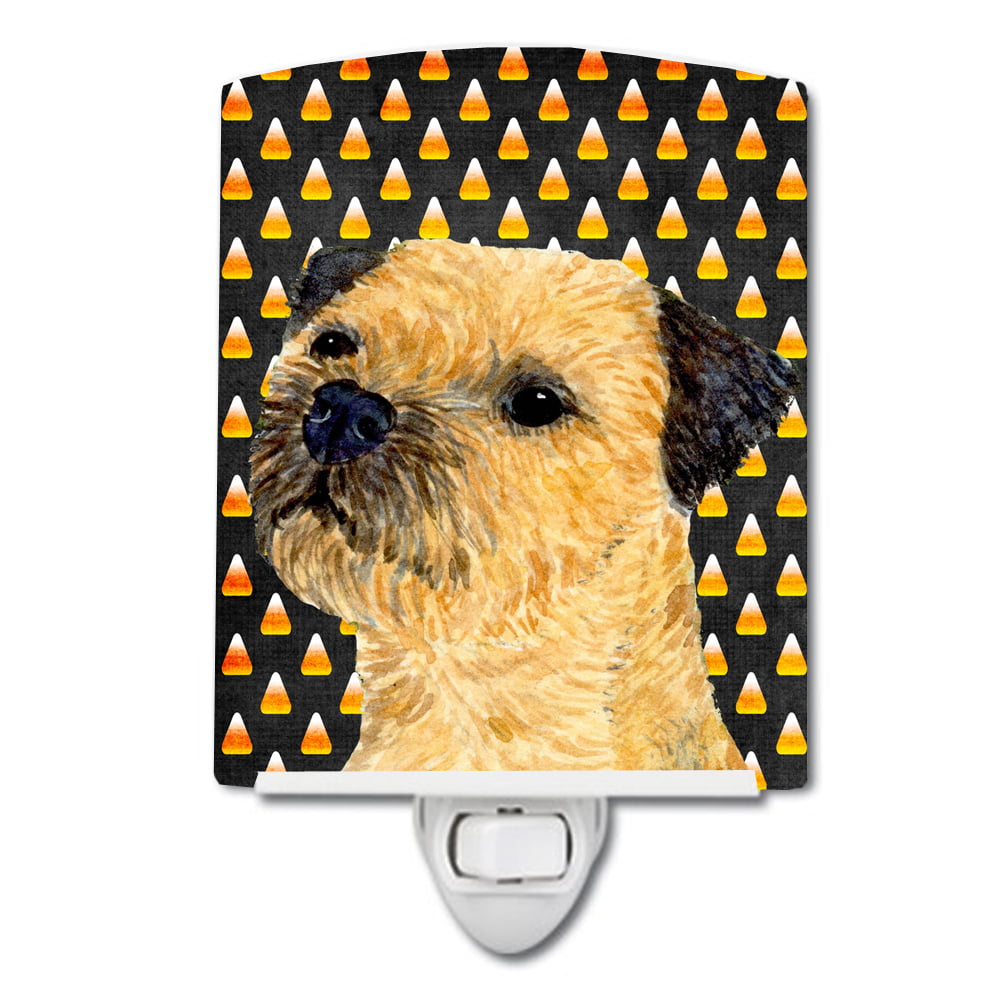 Border Terrier Candy Corn Halloween Portrait Ceramic Night Light