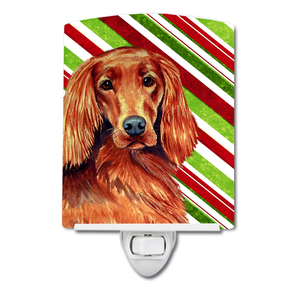 Irish Setter Candy Cane Holiday Christmas Ceramic Night Light