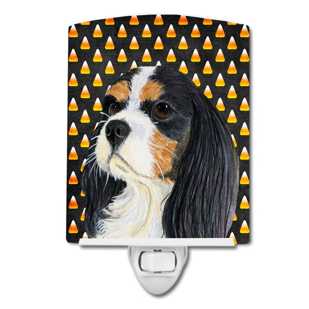 Cavalier Spaniel Tricolor Candy Corn Halloween Portrait Ceramic Night Light