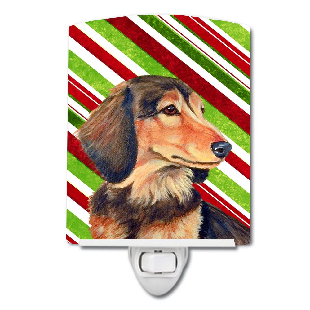 Dachshund Candy Cane Holiday Christmas Ceramic Night Light