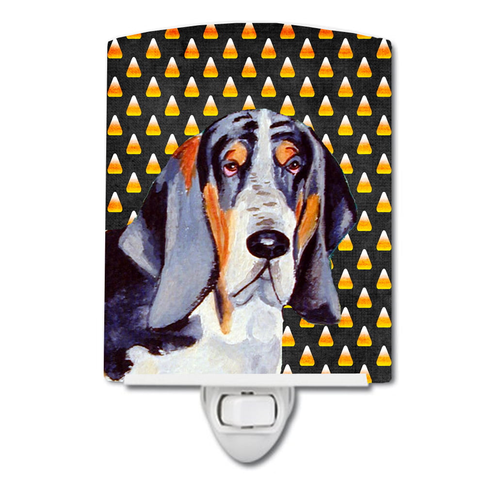 Basset Hound Candy Corn Halloween Portrait Ceramic Night Light