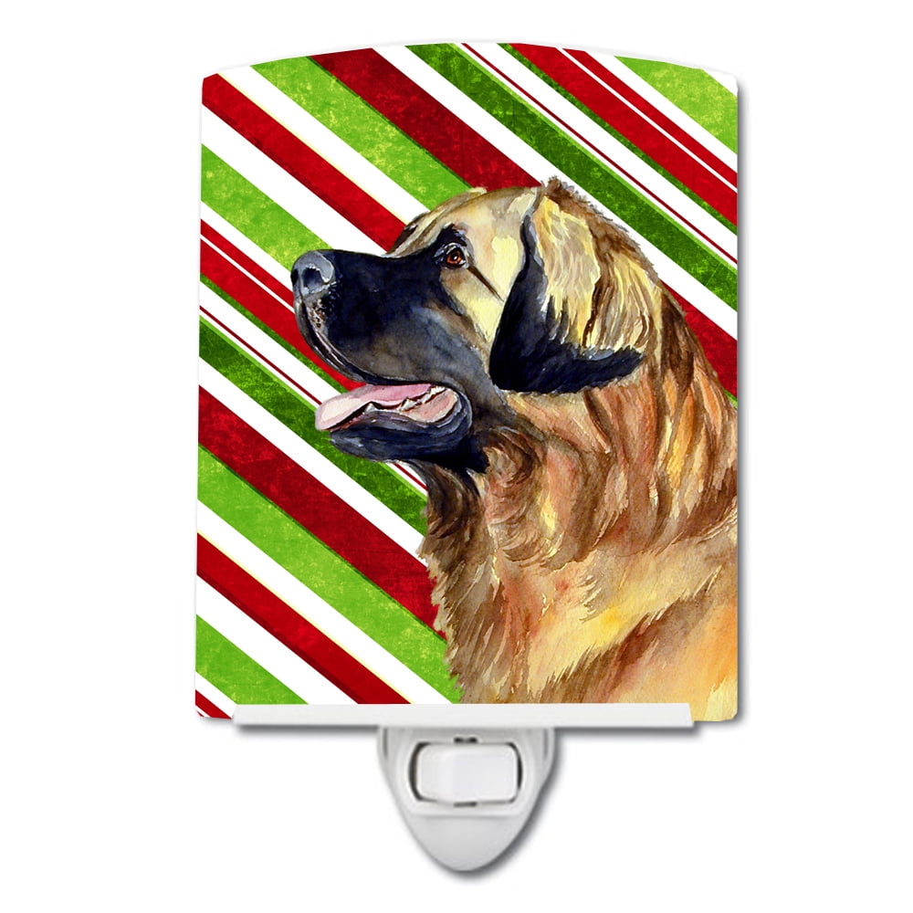 Leonberger Candy Cane Holiday Christmas Ceramic Night Light