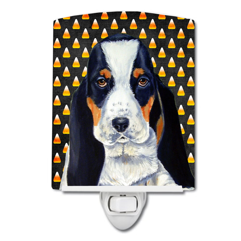 Basset Hound Candy Corn Halloween Portrait Ceramic Night Light