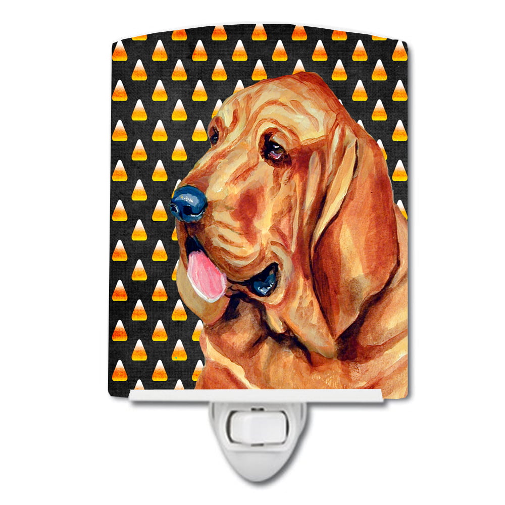Bloodhound Candy Corn Halloween Portrait Ceramic Night Light