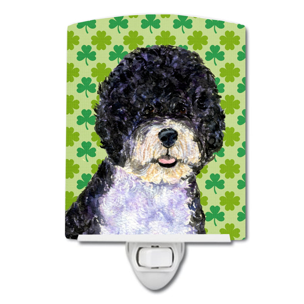 Portuguese Water Dog St. Patricks Day Shamrock Ceramic Night Light