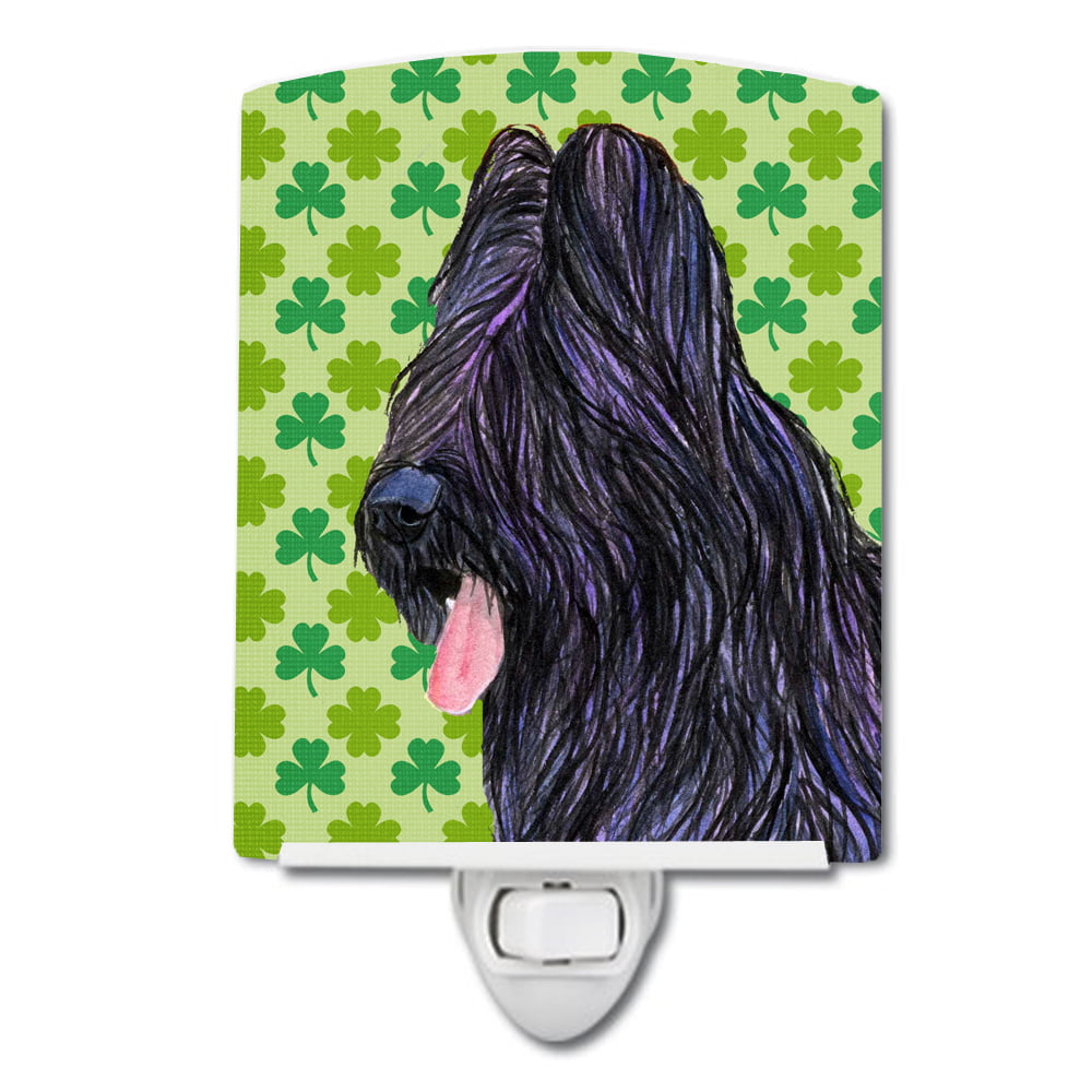 Briard St. Patricks Day Shamrock Portrait Ceramic Night Light