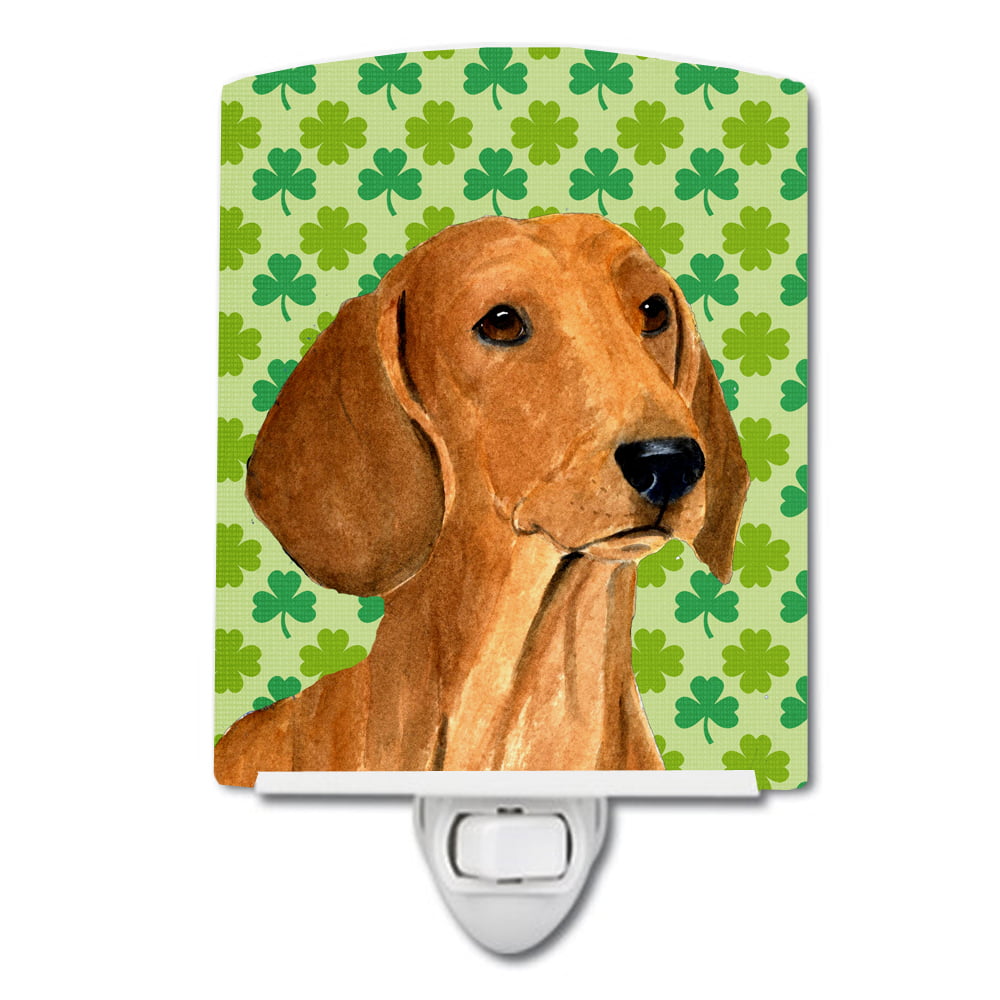 Dachshund St. Patricks Day Shamrock Portrait Ceramic Night Light