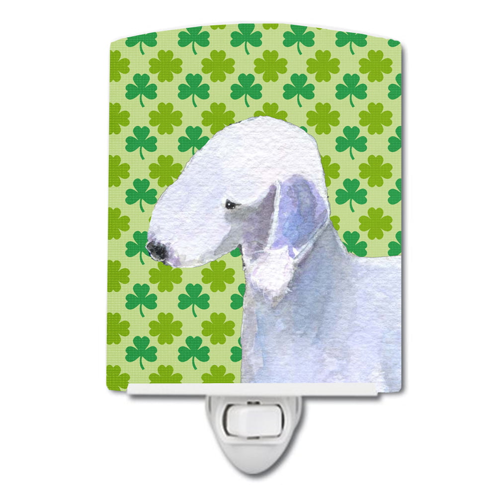 Bedlington Terrier St. Patricks Day Shamrock Portrait Ceramic Night Light