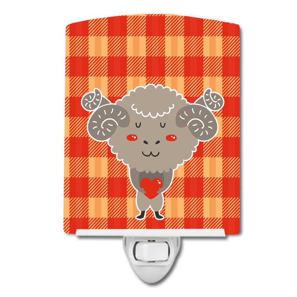 BB6738CNL Ram with a Heart Ceramic Night Light