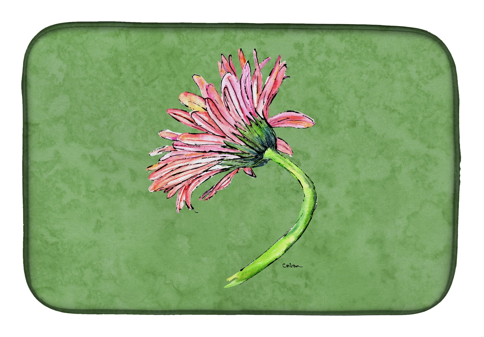 Gerber Daisy Pink Dish Drying Mat