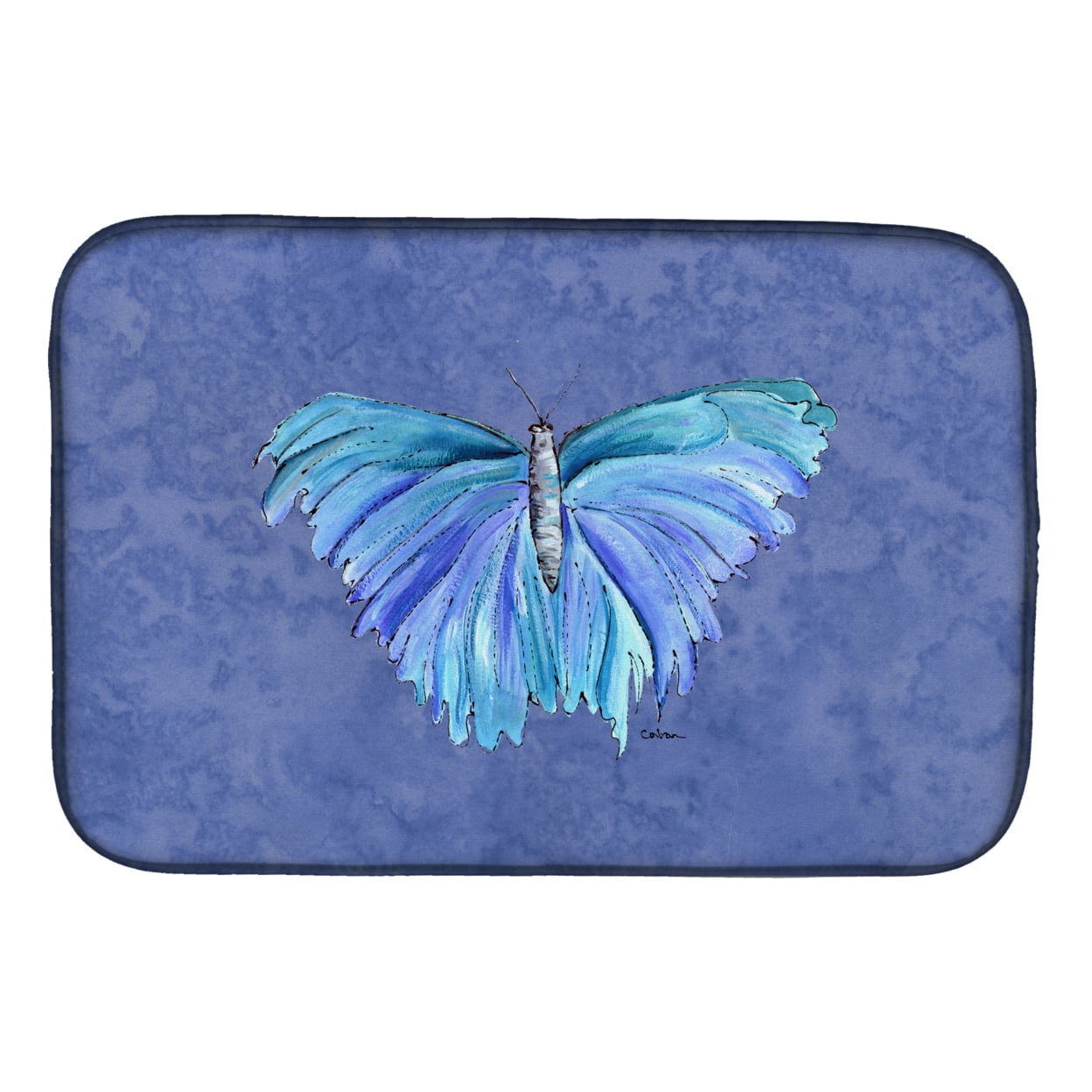 8855DDM Butterfly on Slate Blue Dish Drying Mat