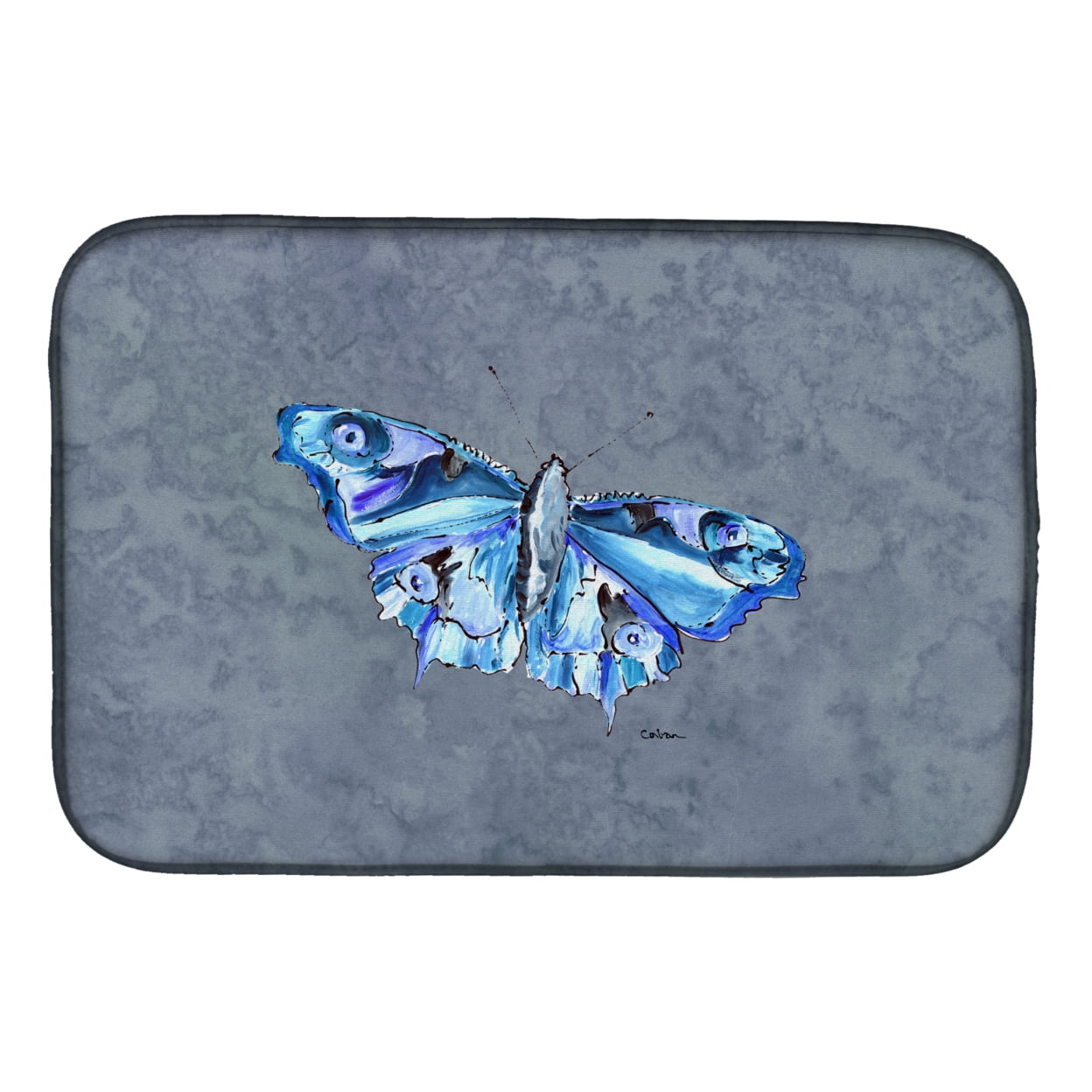 8856DDM Butterfly on Gray Dish Drying Mat