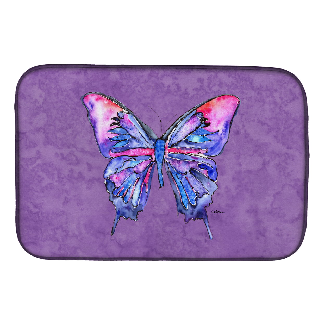 Picture of Carolines Treasures 8860DDM Butterfly on Purple Dish Drying Mat