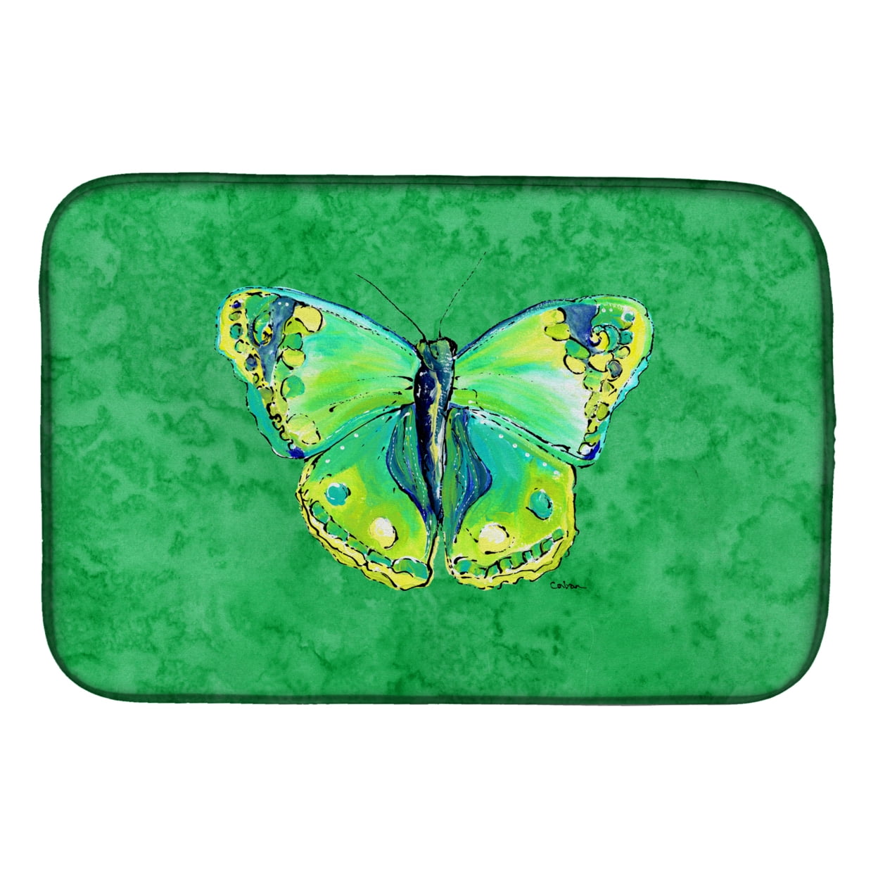Butterfly Green on Green Dish Drying Mat