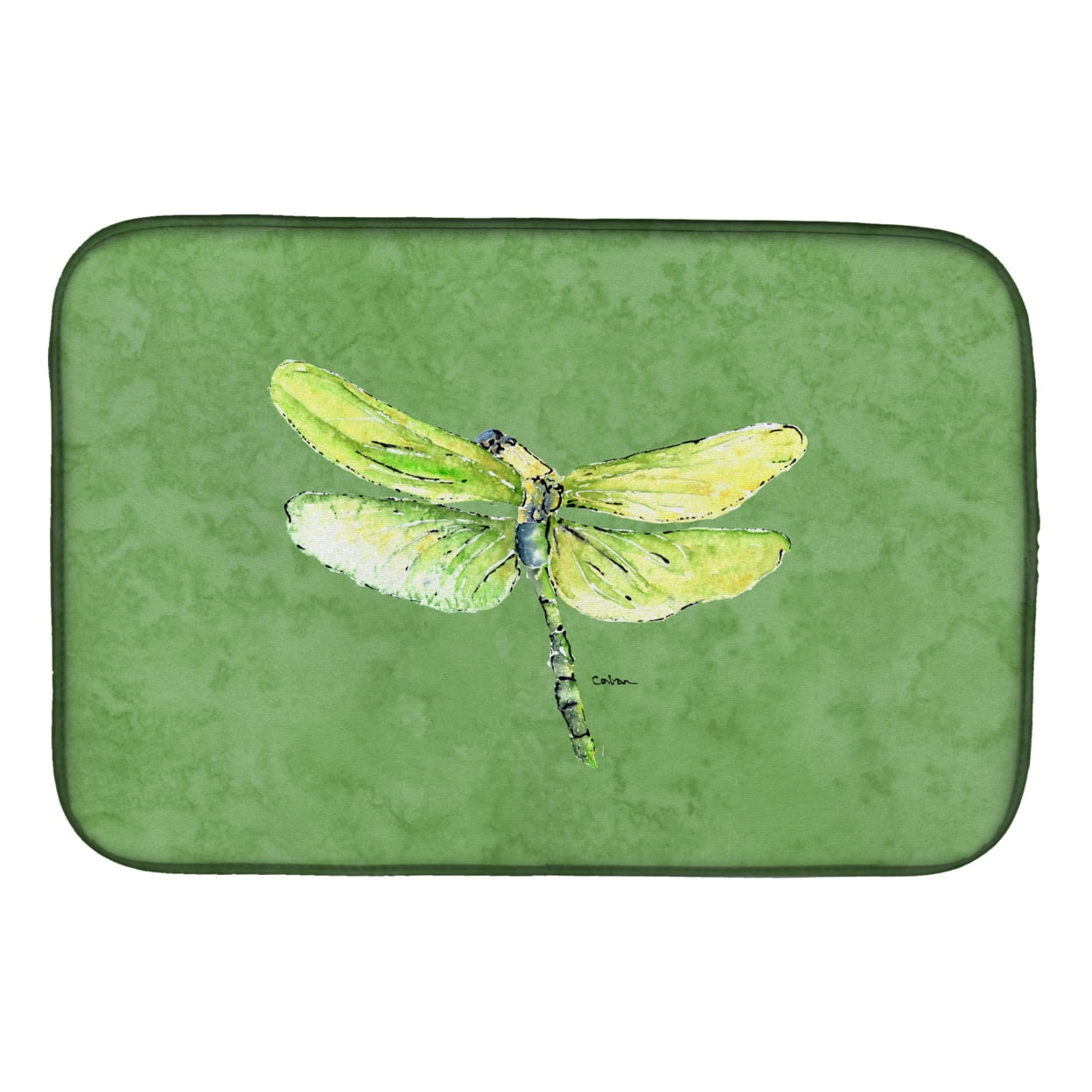 Dragonfly on Avacado Dish Drying Mat