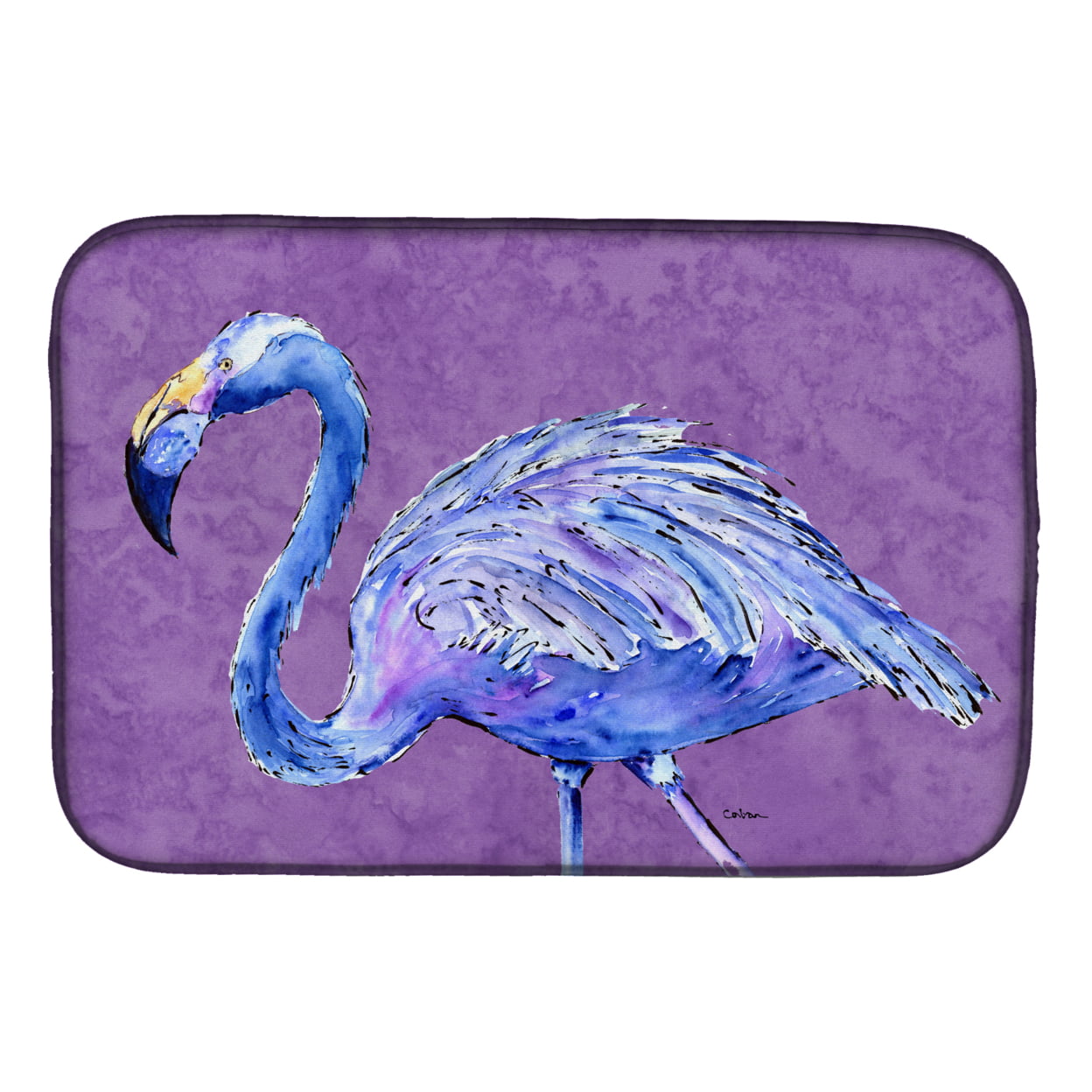 Flamingo on Purple Dish Drying Mat