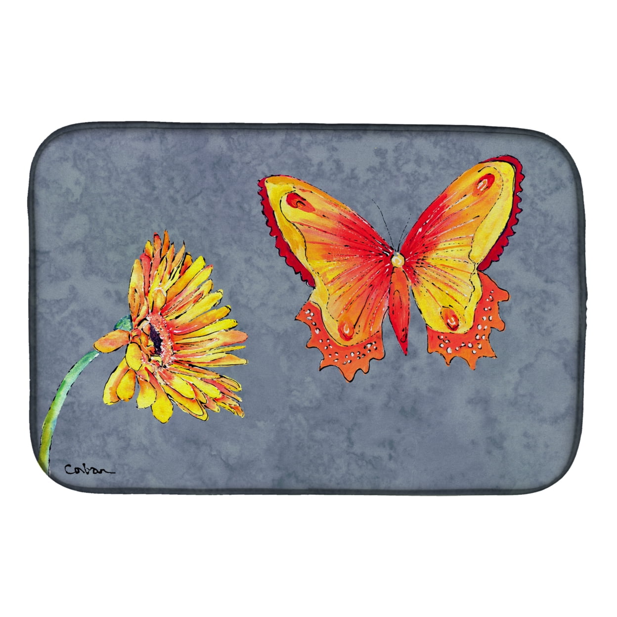 8877DDM Gerber Daisy & Buttefly Dish Drying Mat