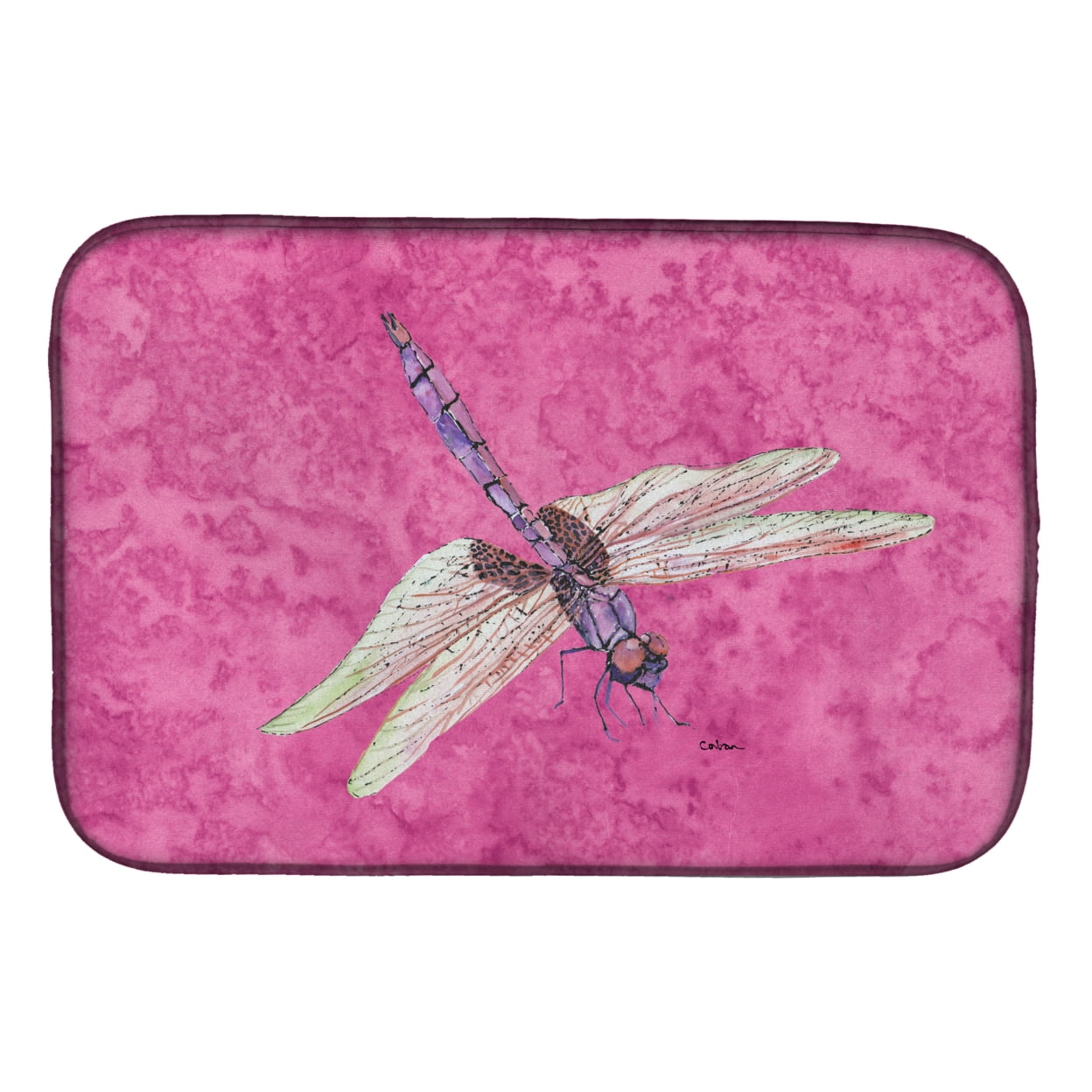 8891DDM Dragonfly on Pink Dish Drying Mat