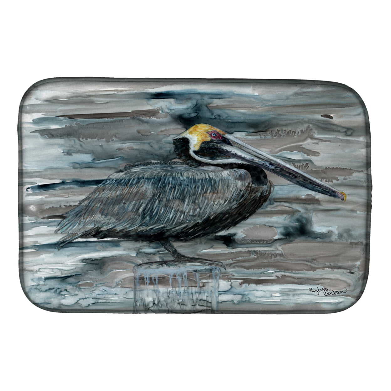 Pelican in Grey Dish Drying Mat