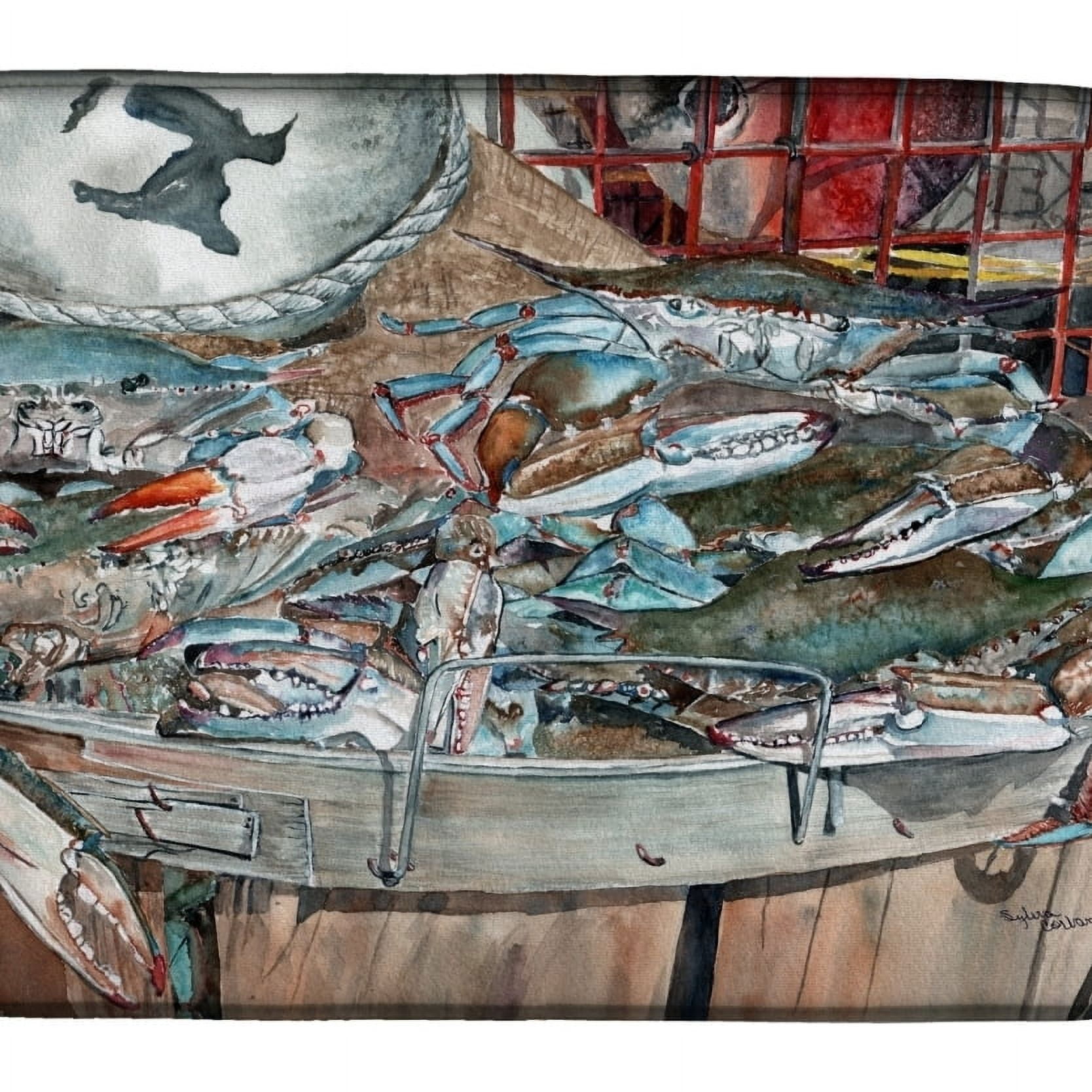 Basket Full of Blue Crabs Dish Drying Mat