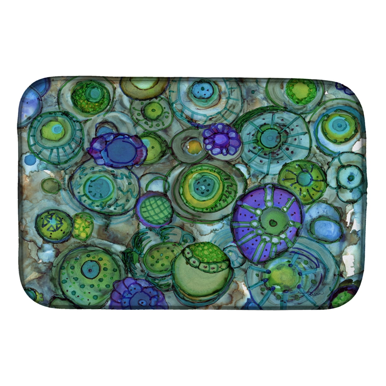 8962DDM Abstract in Blues & Greens Dish Drying Mat