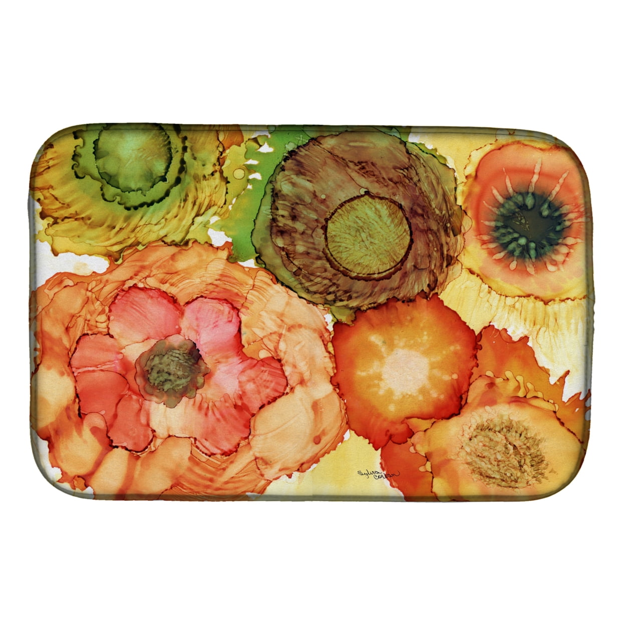 Carolines Treasures 8970DDM Abstract Flowers Blossoms Dish Drying Mat