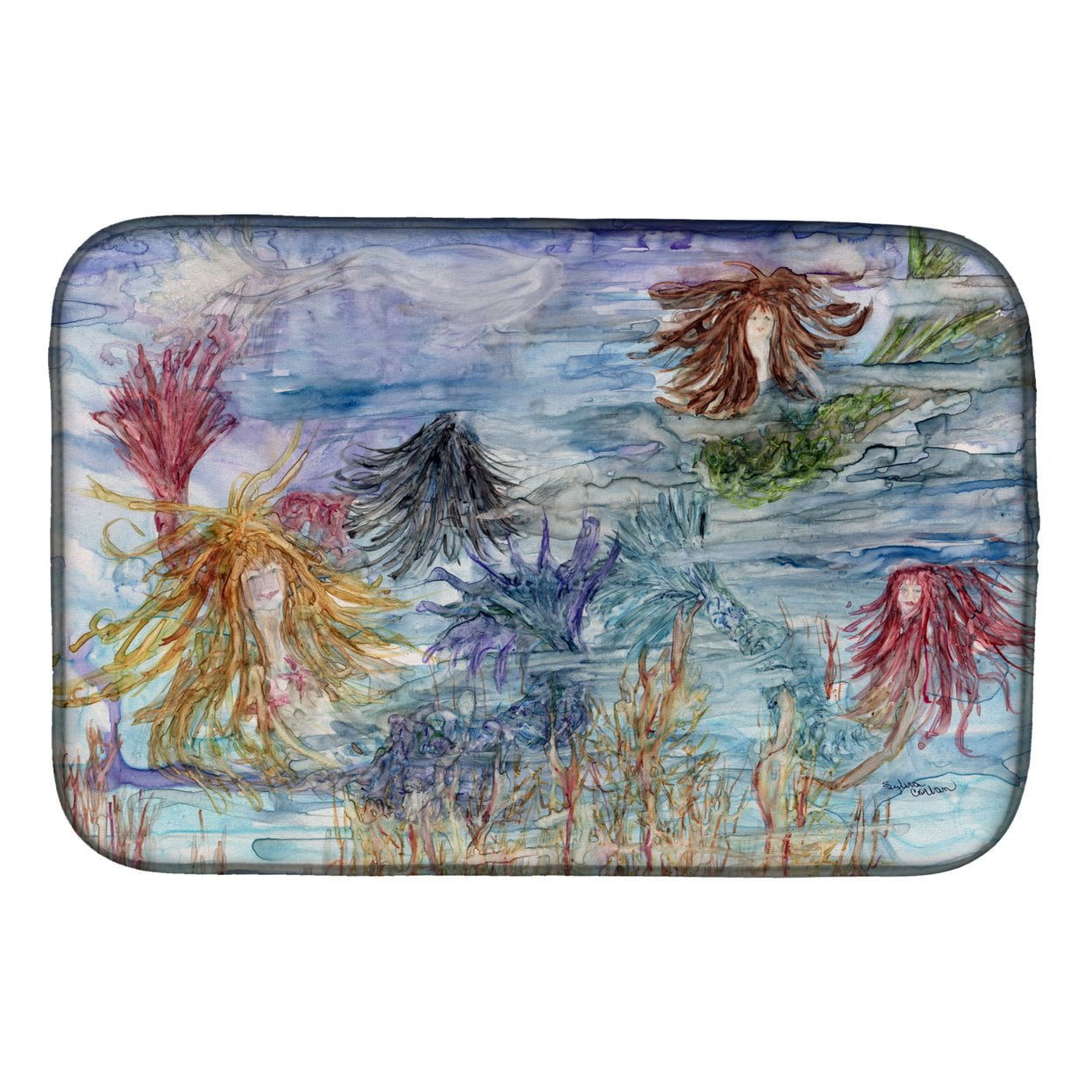 Abstract Mermaid Water Fantasy Dish Drying Mat