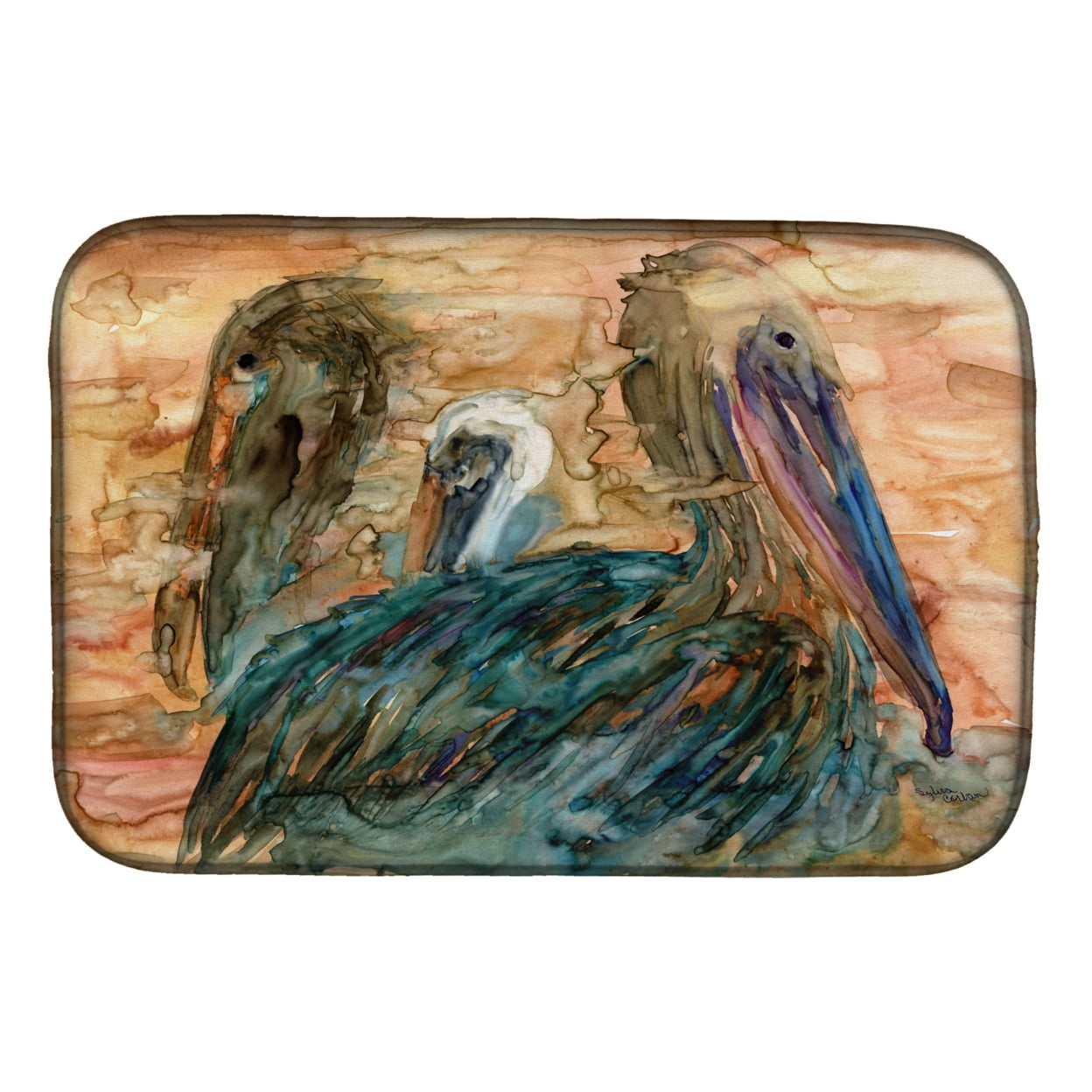 8977DDM Abstract Pelicans Dish Drying Mat