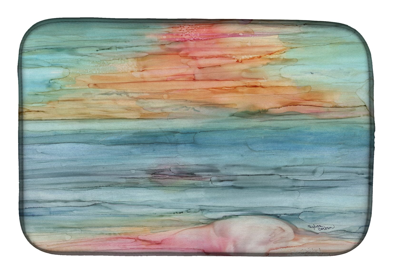 Abstract Rainbow Dish Drying Mat