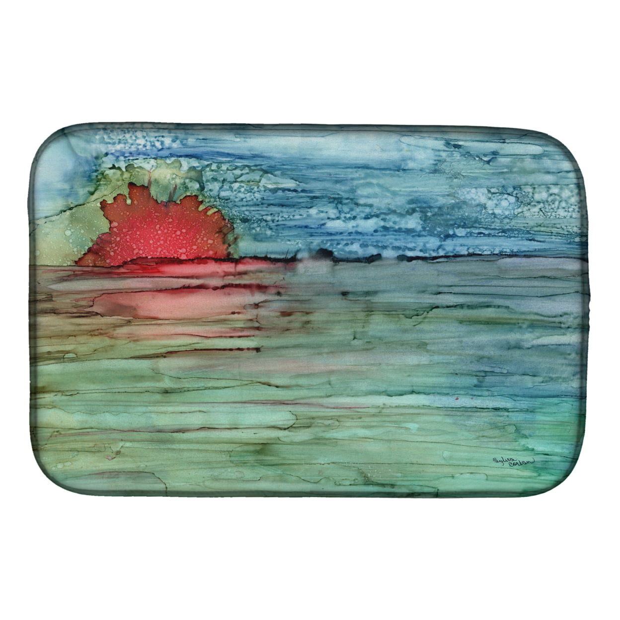 Abstract Sunset on the Water Dish Drying Mat