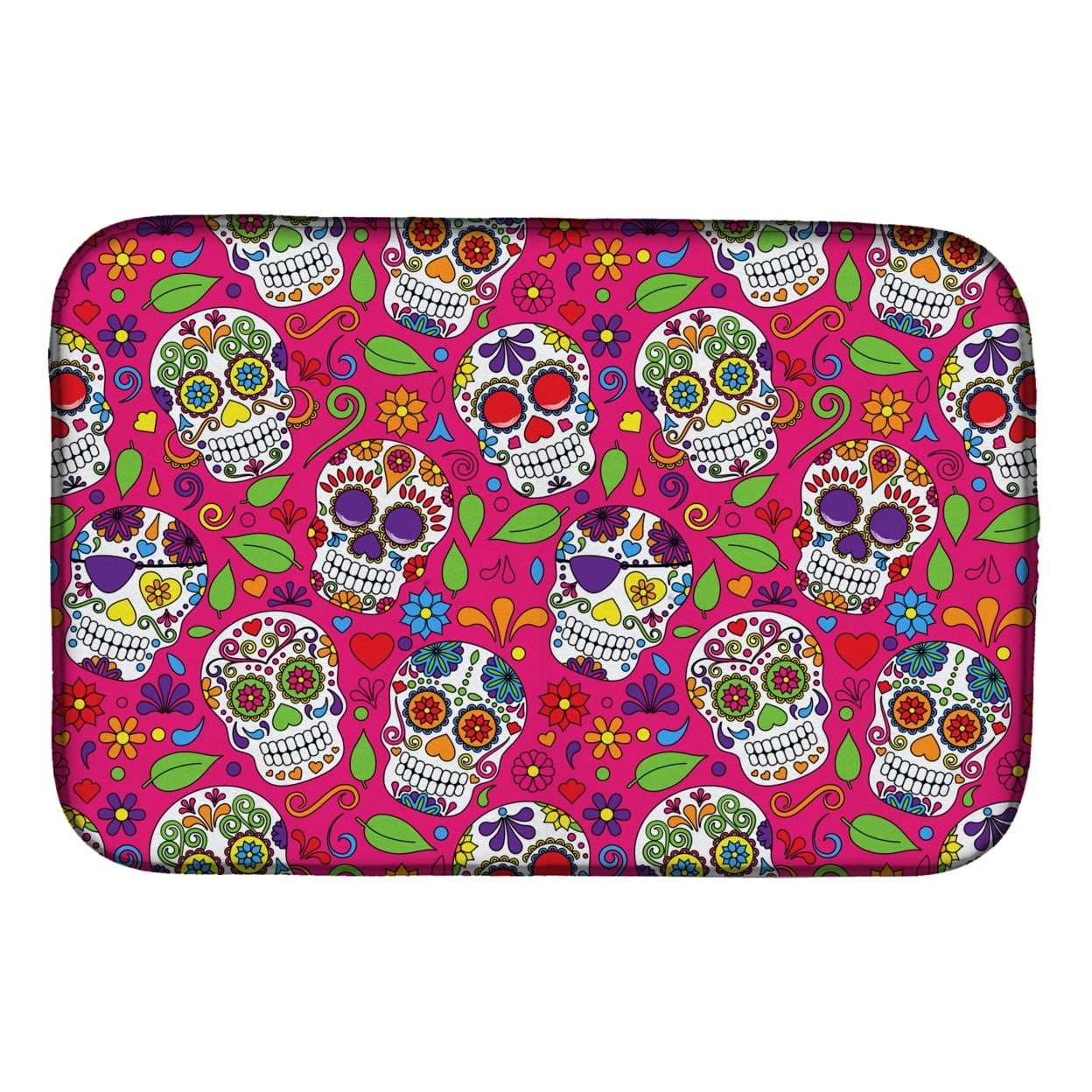 Day of the Dead Pink Dish Drying Mat