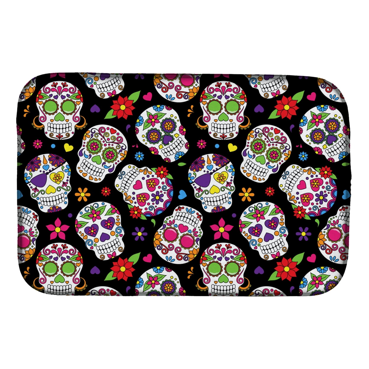 Day of the Dead Black Dish Drying Mat