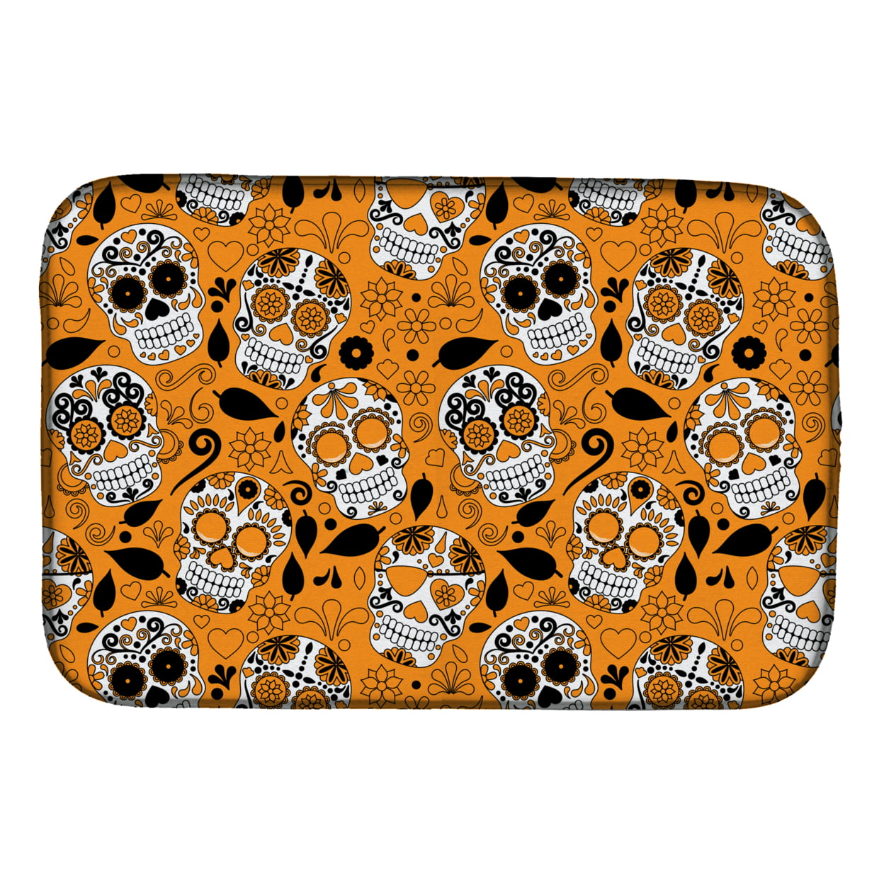 Day of the Dead Orange Dish Drying Mat