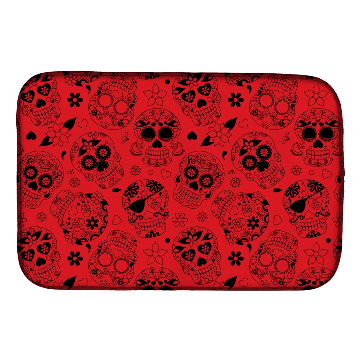 Day of the Dead Orange Dish Drying Mat