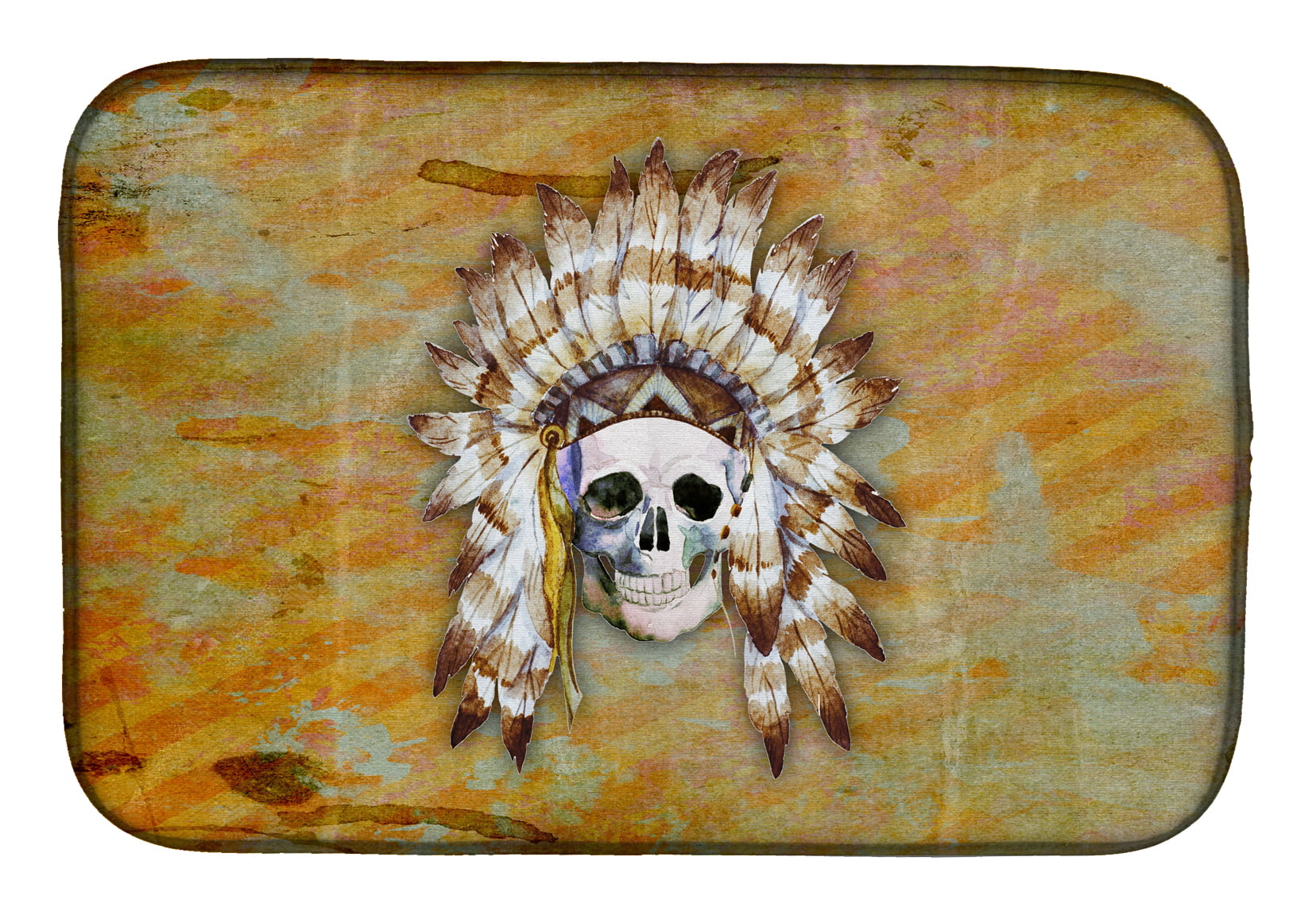 BB5121DDM Day of the Dead Indian Skull Dish Drying Mat