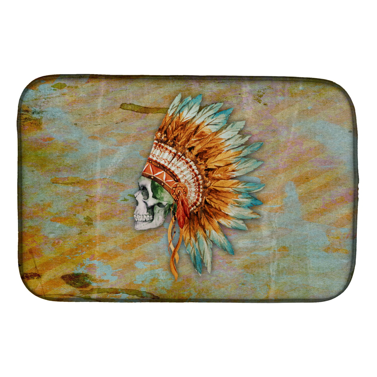 Day of the Dead Indian Skull Dish Drying Mat