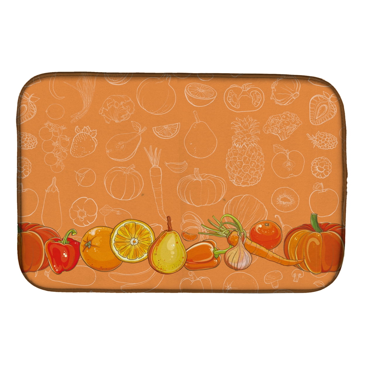 Fruits & Vegetables in Orange Dish Drying Mat
