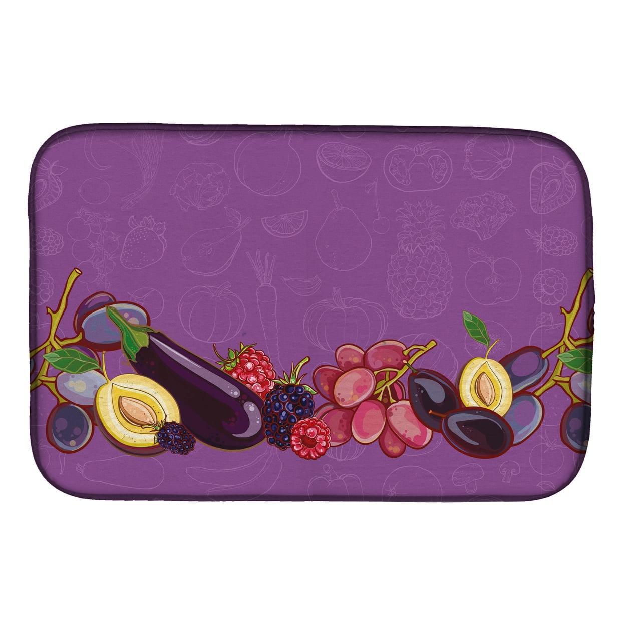 Fruits & Vegetables in Purple Dish Drying Mat