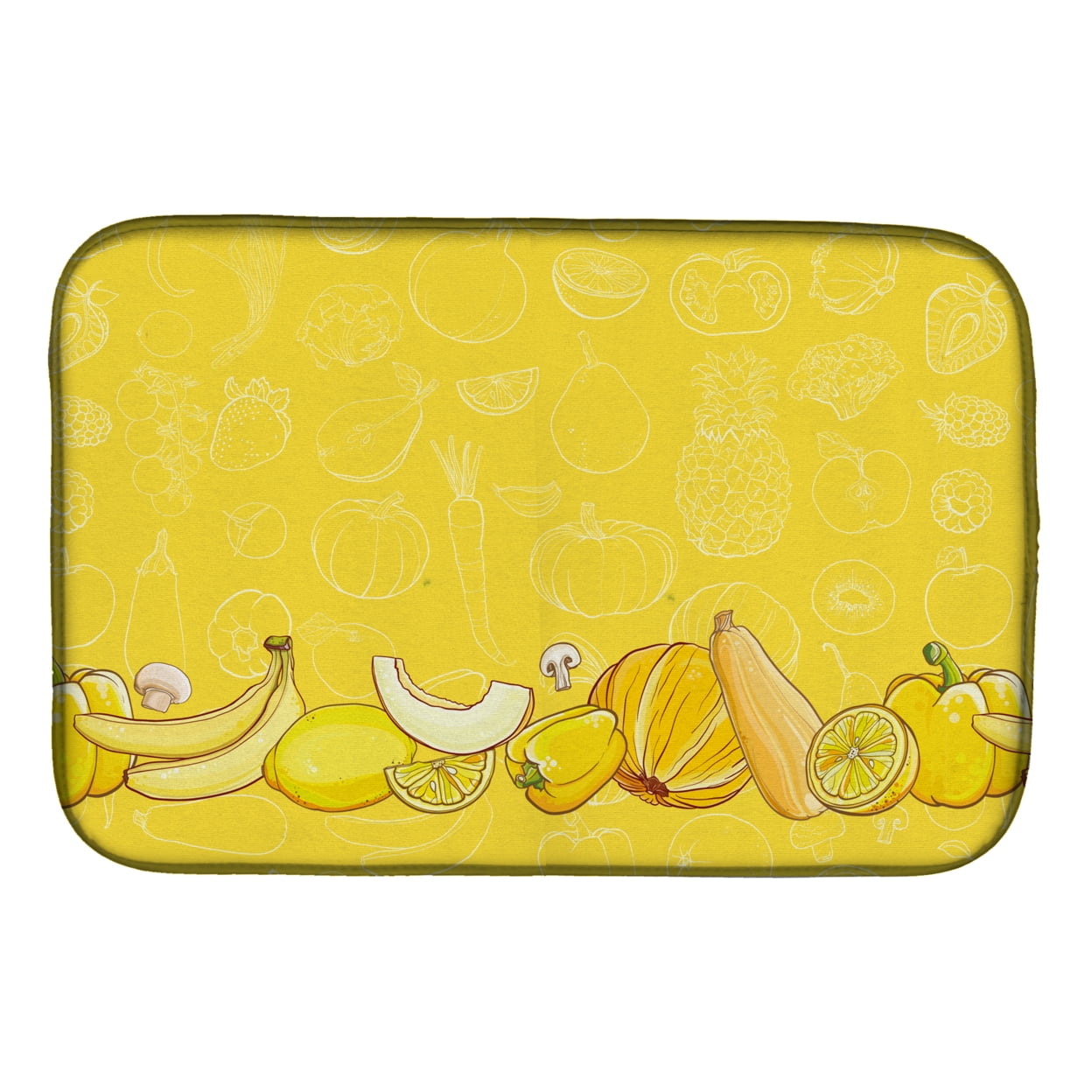 Fruits & Vegetables in Yellow Dish Drying Mat