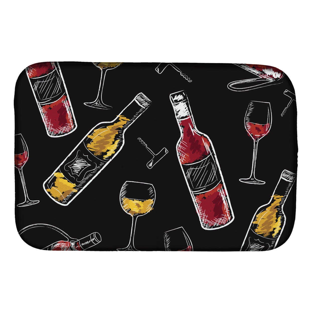 BB5197DDM Red & White Wine on Black Dish Drying Mat