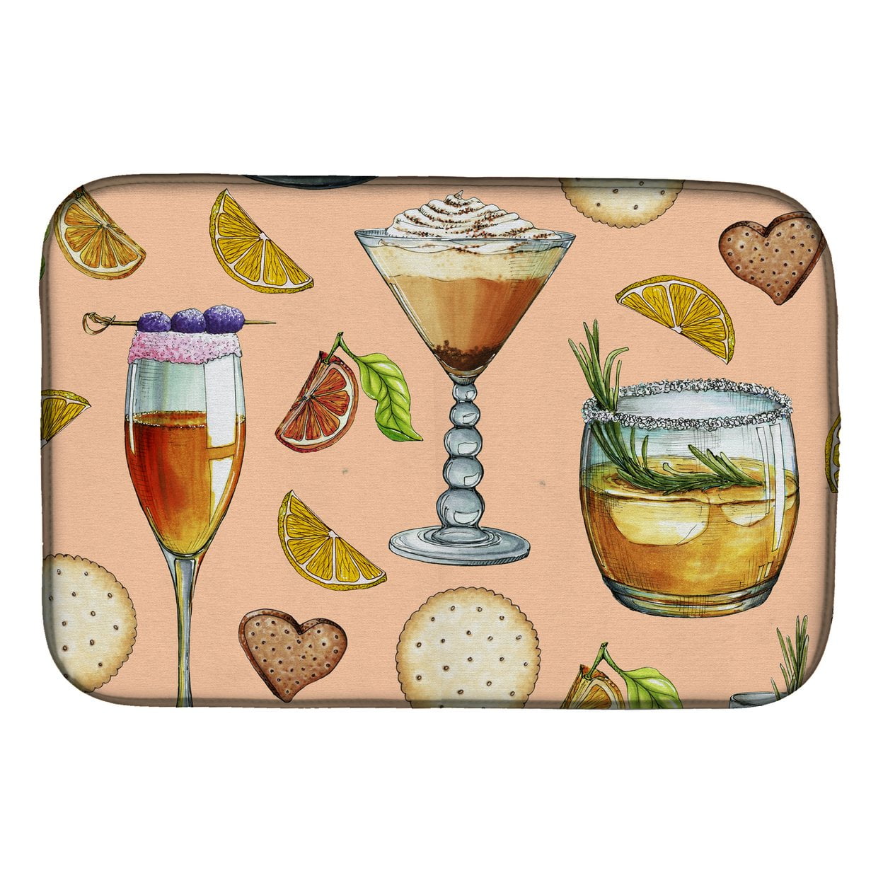 Drinks & Cocktails Peach Dish Drying Mat