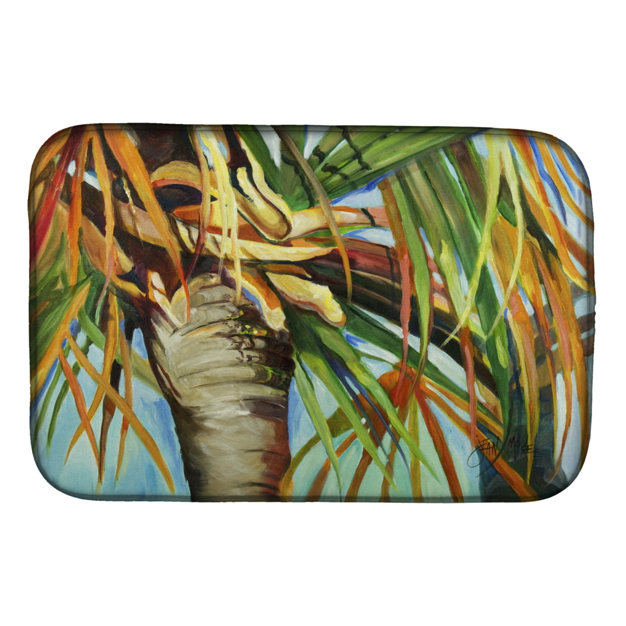 Picture of Carolines Treasures JMK1129DDM Orange Top Palm Tree Dish Drying Mat