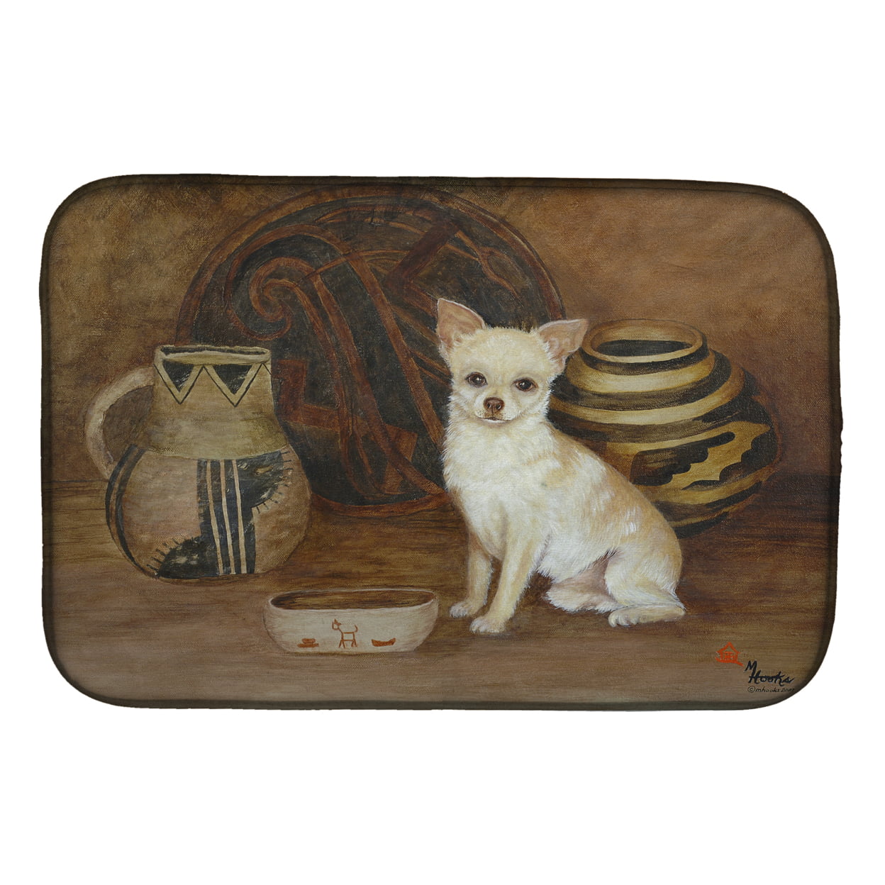 Picture of Carolines Treasures MH1043DDM Chihuahua Ancient History Dish Drying Mat