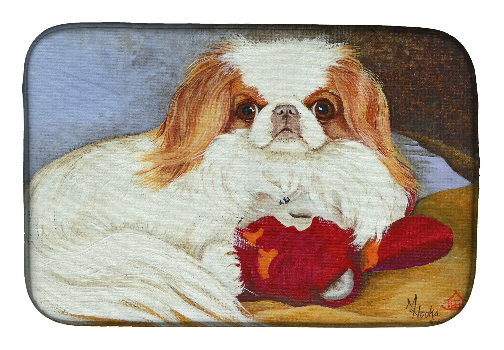 Picture of Carolines Treasures MH1049DDM Japanese Chin Pink Gorilla Dish Drying Mat