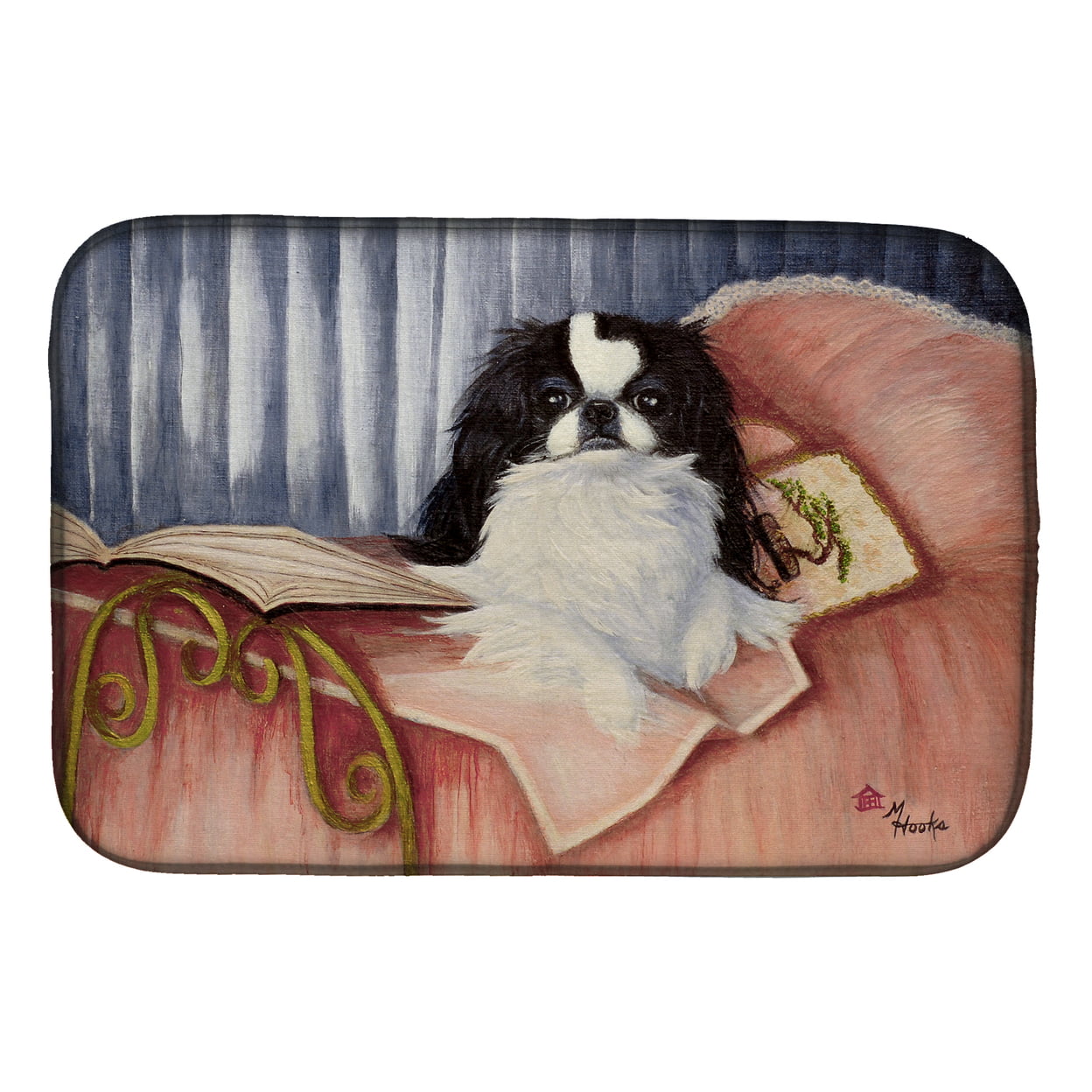 Picture of Carolines Treasures MH1058DDM Japanese Chin Reading in Bed Dish Drying Mat