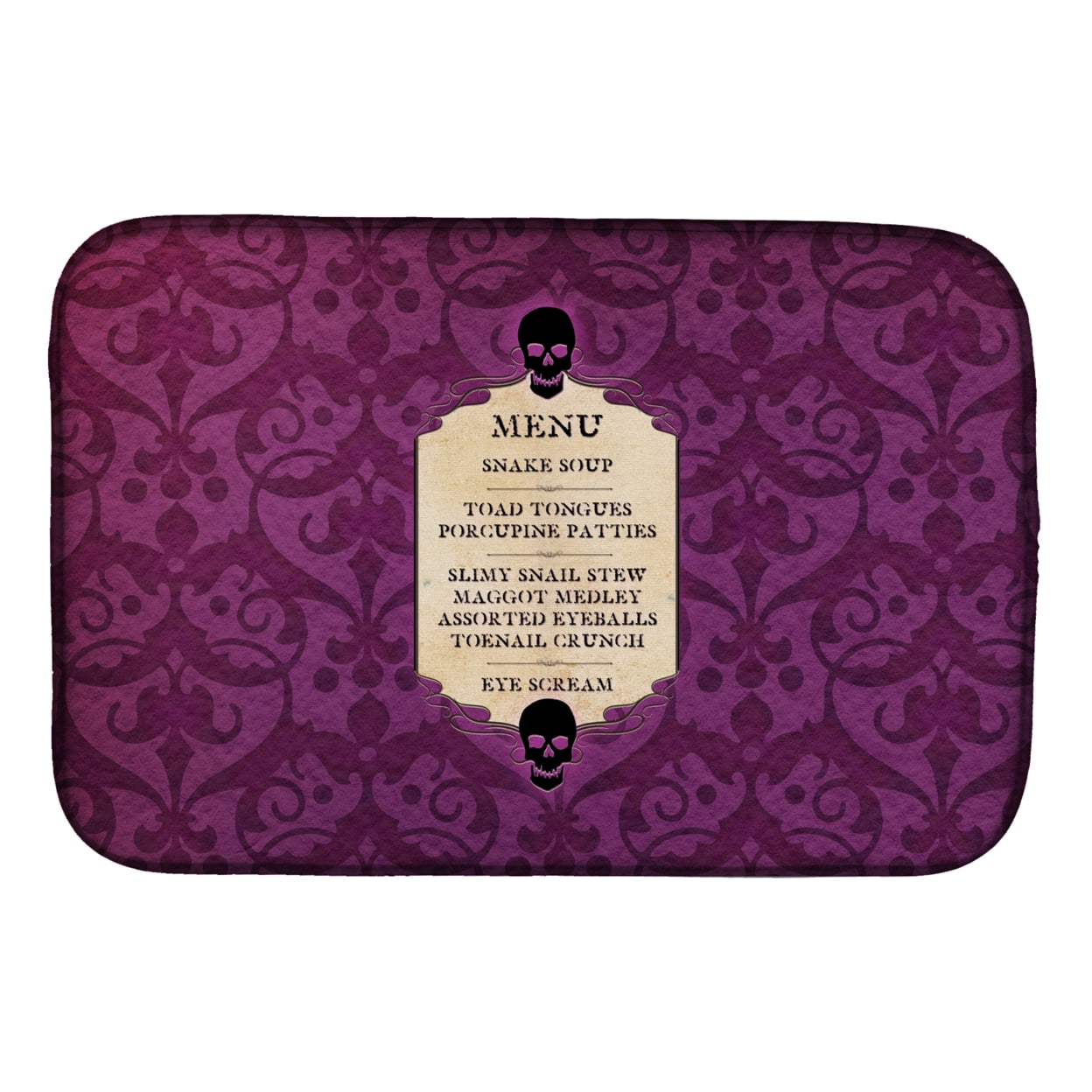 Picture of Carolines Treasures SB3005DDM Goulish Menu including Eye Screen Snake Soup Halloween Dish Drying Mat