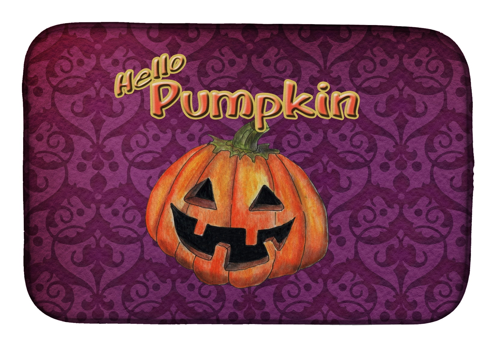 Picture of Carolines Treasures SB3017DDM Hello Pumpkin Halloween Dish Drying Mat