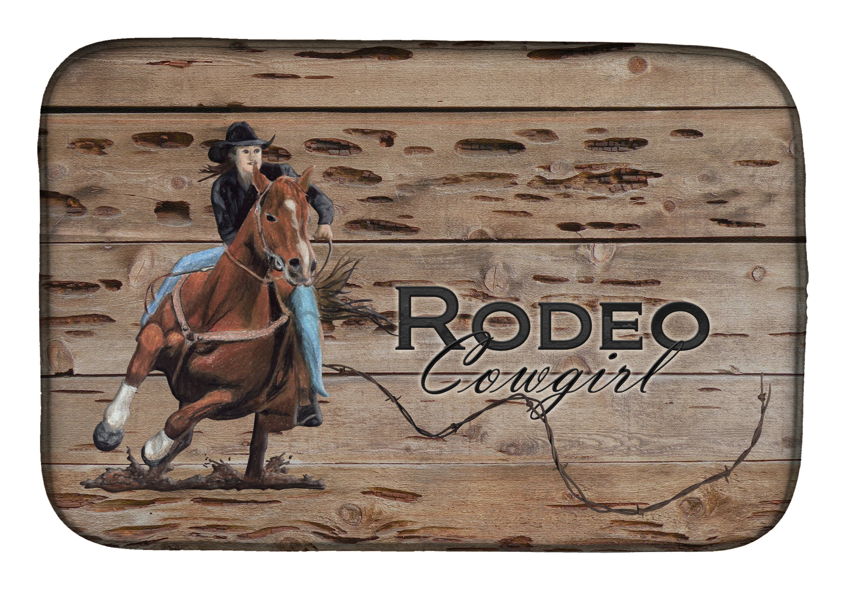 Picture of Carolines Treasures SB3055DDM Rodeo Cowgirl Barrel Racer Dish Drying Mat
