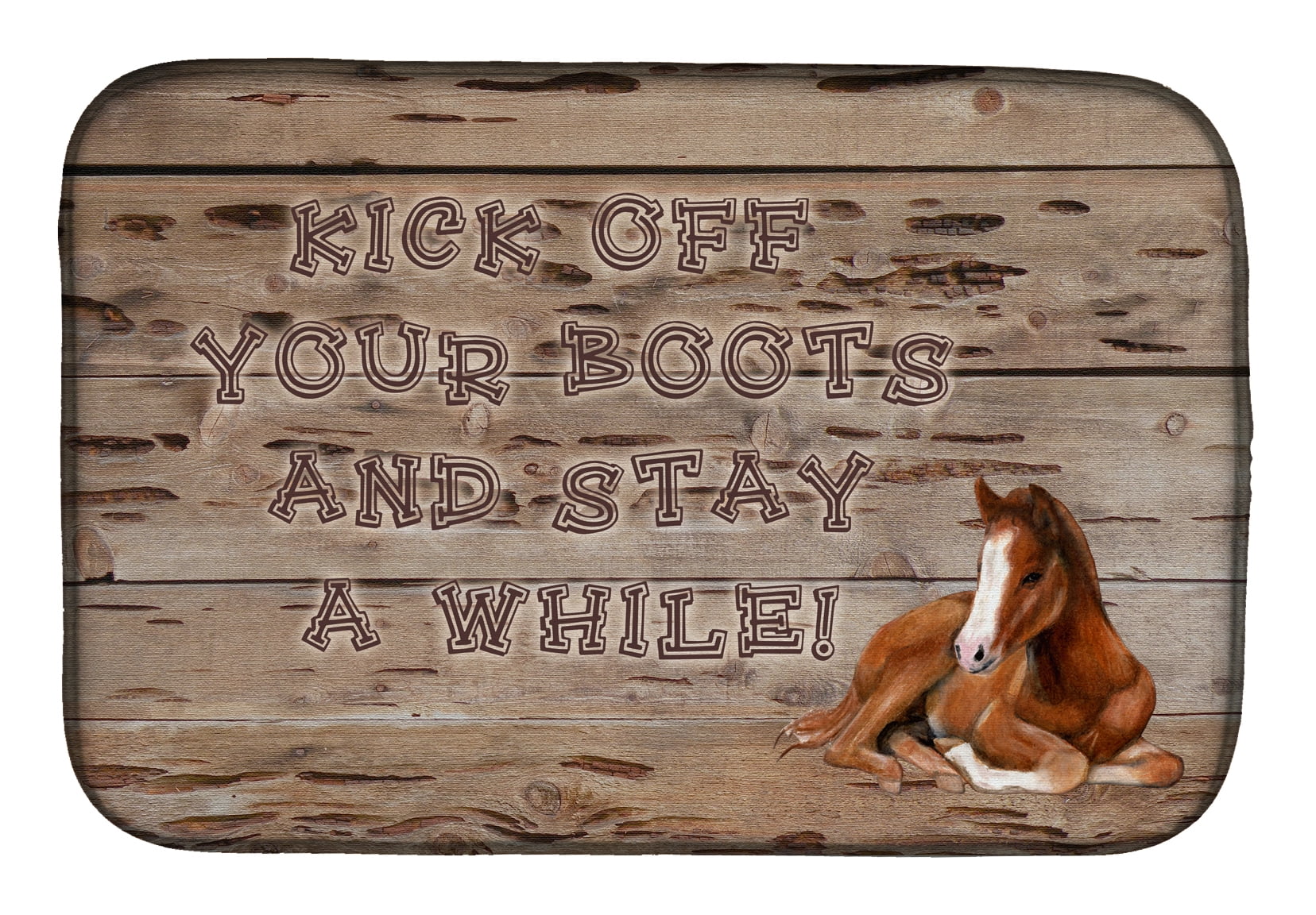 Picture of Carolines Treasures SB3064DDM Kick off Your Boots & Stay a While Dish Drying Mat